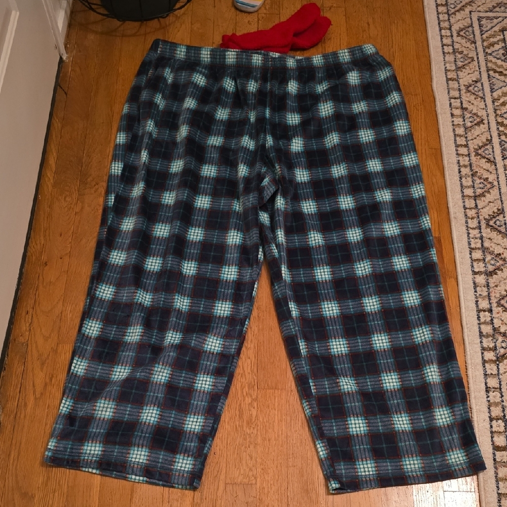 SLEEP CHIC BRAND WOMEN'S PLUS SIZE SOFT GREEN PLAID PAJAMA BOTTOMS SIZE 3X
